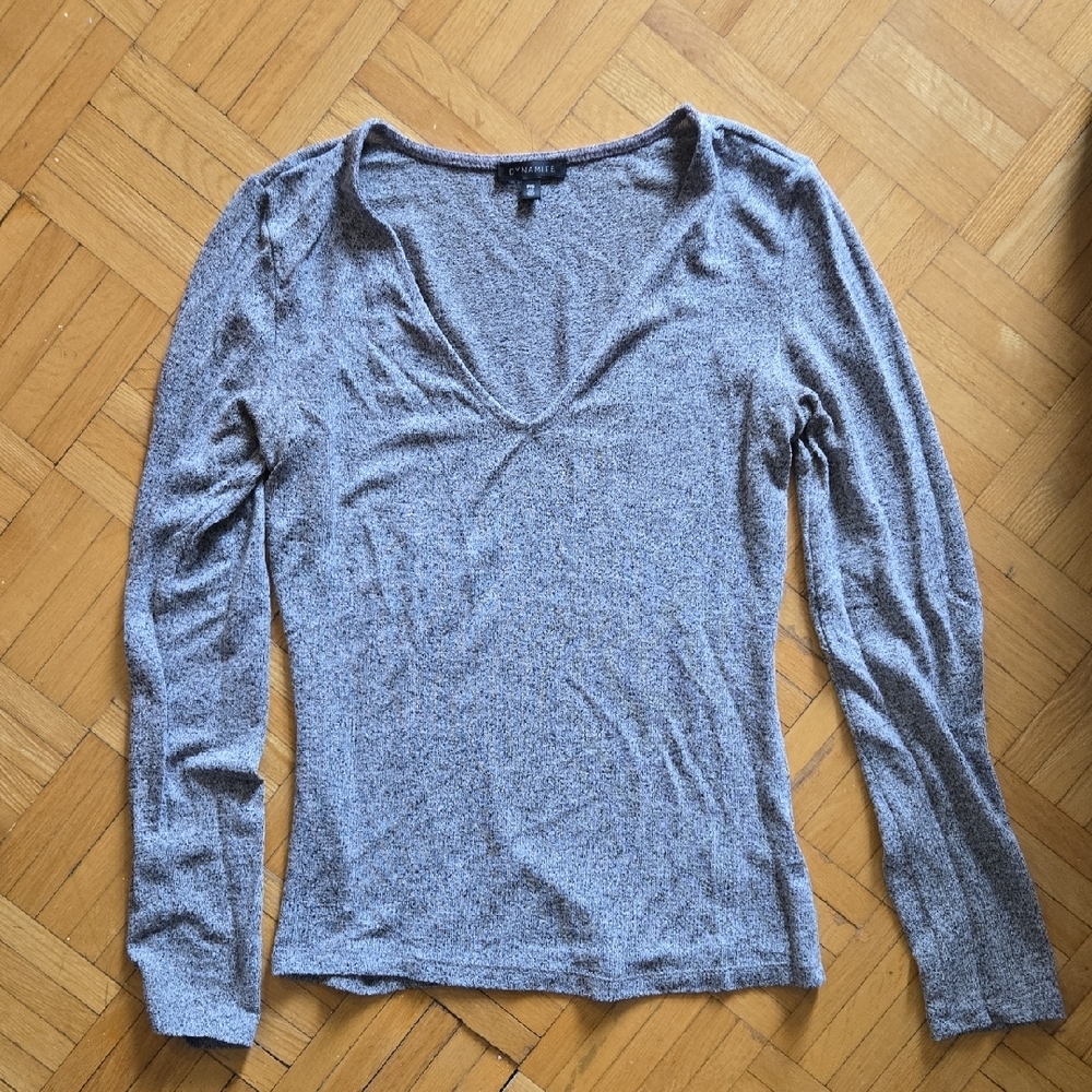 🔴Dynamite Gray Fitted Long Sleeve Blouse